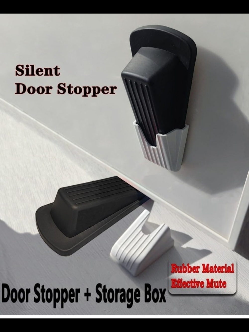 Set of Black and White Door Wedges (4-Pack) - Picture 4 of 6